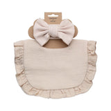 2-Piece Muslin Bib and Bow Set Ruffles