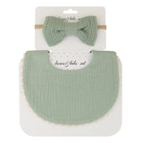 Adorable Cotton Bib & Bow Set