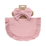 2-Piece Muslin Bib and Bow Set Ruffles