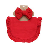 2-Piece Muslin Bib and Bow Set Ruffles