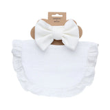 2-Piece Muslin Bib and Bow Set Ruffles